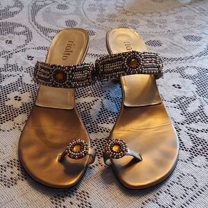 Women's Gold Beaded Sandals